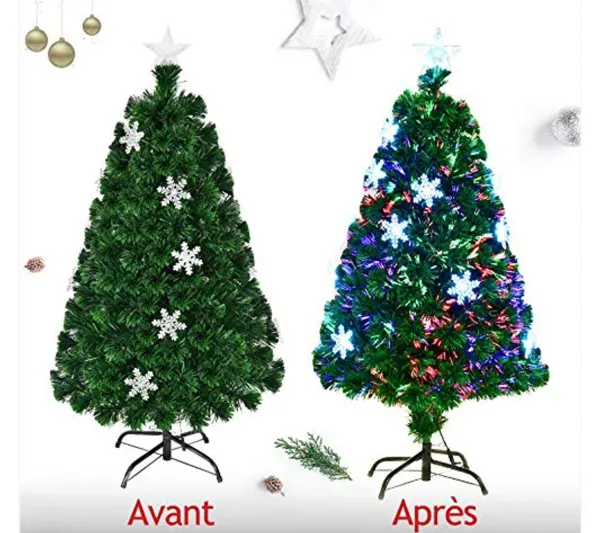 COSTWAY Sapin Et Accessoire^ Sapin De Noël Artificiel Led 210 Cm Avec Lumieres Led