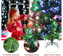 COSTWAY Sapin Et Accessoire^ Sapin De Noël Artificiel 180 Cm En Fibre Optique Brillantes En Epicea 617 Embouts De Branche En Pvc