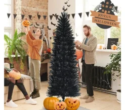 COSTWAY Sapin Et Accessoire^ Sapin De Noël Artificiel Halloween 210 Cm Feuilles De Pvc 995 Branches