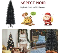 COSTWAY Sapin Et Accessoire^ Sapin De Noël Artificiel Halloween 210 Cm Feuilles De Pvc 995 Branches