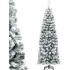 COSTWAY Sapin Et Accessoire^ Sapin De Noël Artificiel Flocons De Neige 180 Cm Avec Aiguilles En Pvc Support Metal Pliable Décor