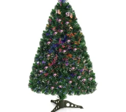 COSTWAY Sapin Et Accessoire^ Sapin De Noël Artificiel Lumieres Led 150 Cm Arbre De Noël Avec Pied En Plastique Materiau Pvc