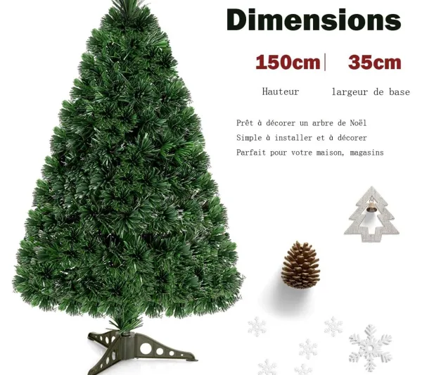 COSTWAY Sapin Et Accessoire^ Sapin De Noël Artificiel Lumieres Led 150 Cm Arbre De Noël Avec Pied En Plastique Materiau Pvc