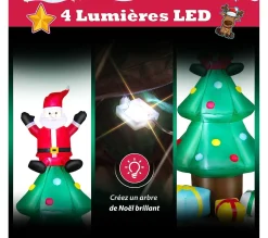 Sale COSTWAY Sapin De Noël Gonflable 2,1 M Avec Pere Noël, Lumieres Led, Gonfleur Etanche, Décoration De Noël