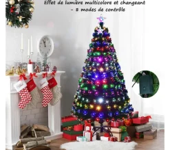 COSTWAY Sapin Et Accessoire^ Sapin De Noël/Arbre De Noël Led 150 Cm Artificiel Sapin Clairage Multicolore