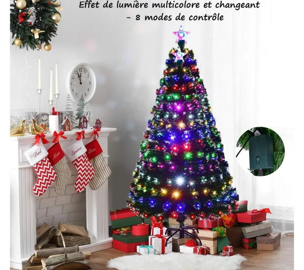 COSTWAY Sapin Et Accessoire^ Sapin De Noël/Arbre De Noël Led 150 Cm Artificiel Sapin Clairage Multicolore