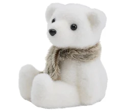 Online * Décoration A Poser H19 Cm Ours Echarpe Blanc