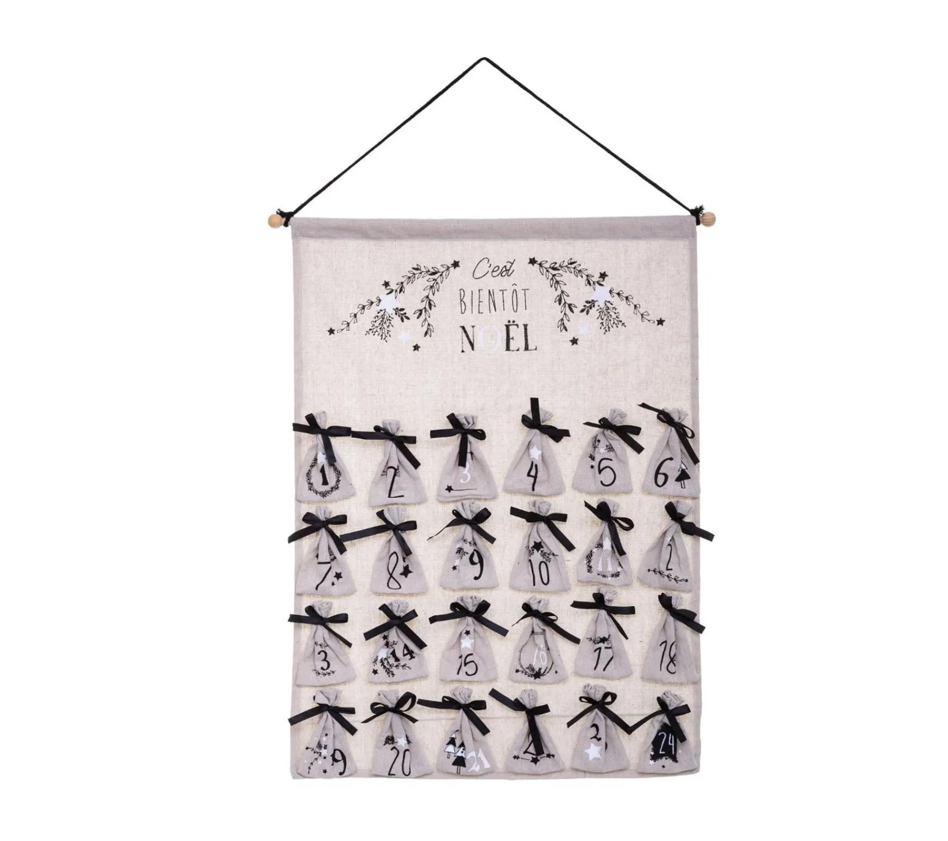 Outlet * Décoration De Noël Calendrier "Hors Piste" 65Cm Blanc
