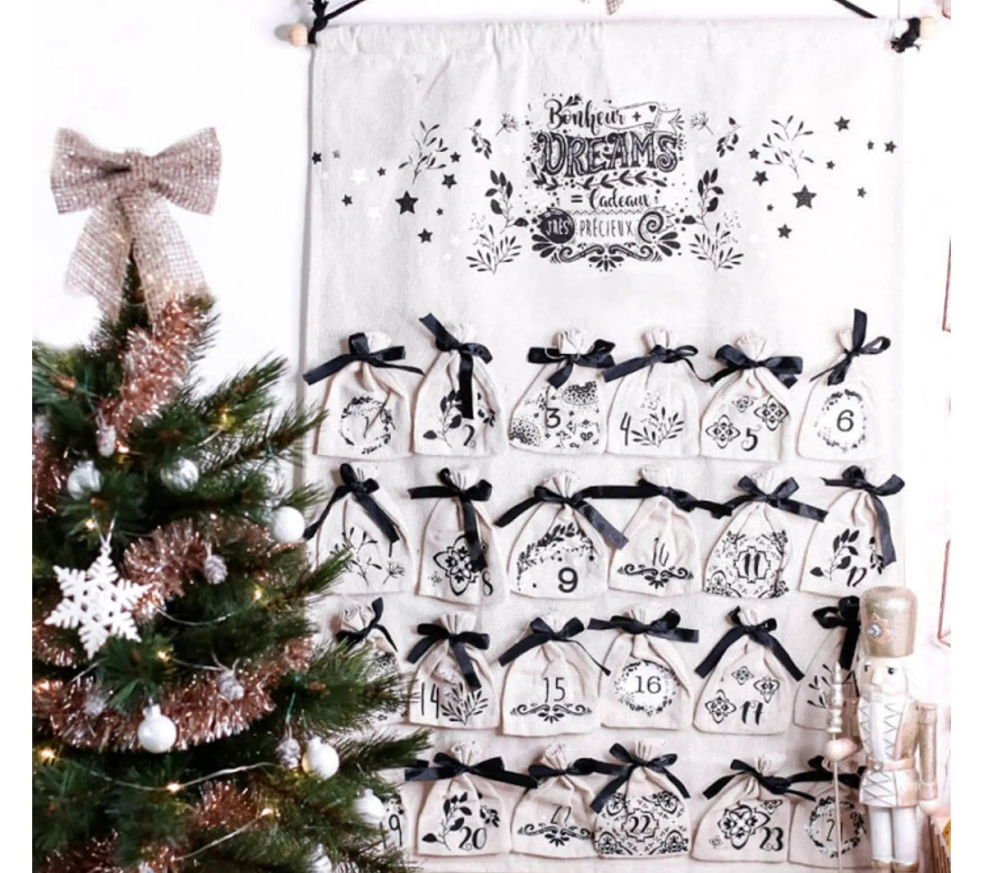 Outlet * Décoration De Noël Calendrier "Hors Piste" 65Cm Blanc