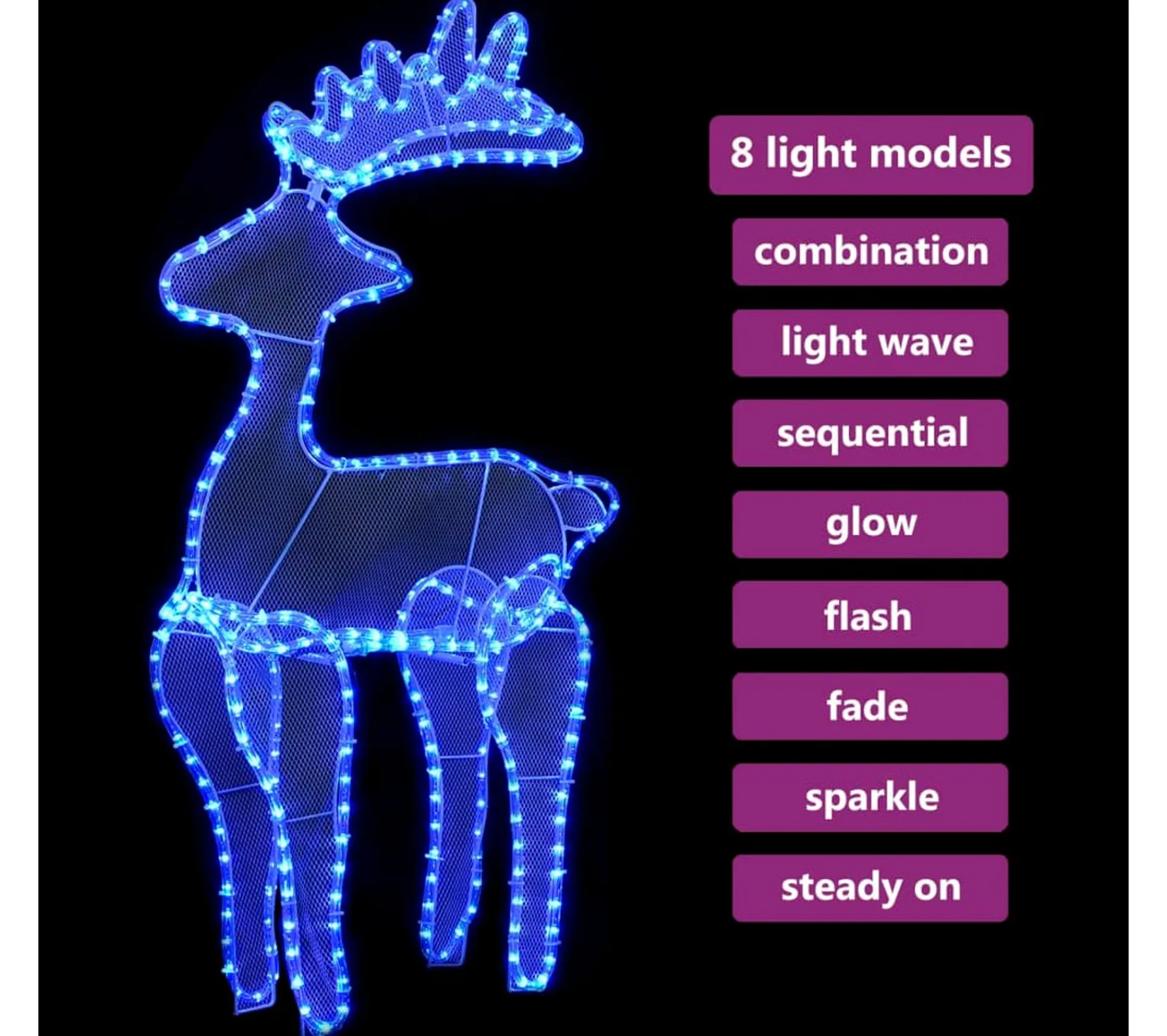 Best * Décoration De Noël De Renne Avec Maille 306 Led 60X24X89 Cm