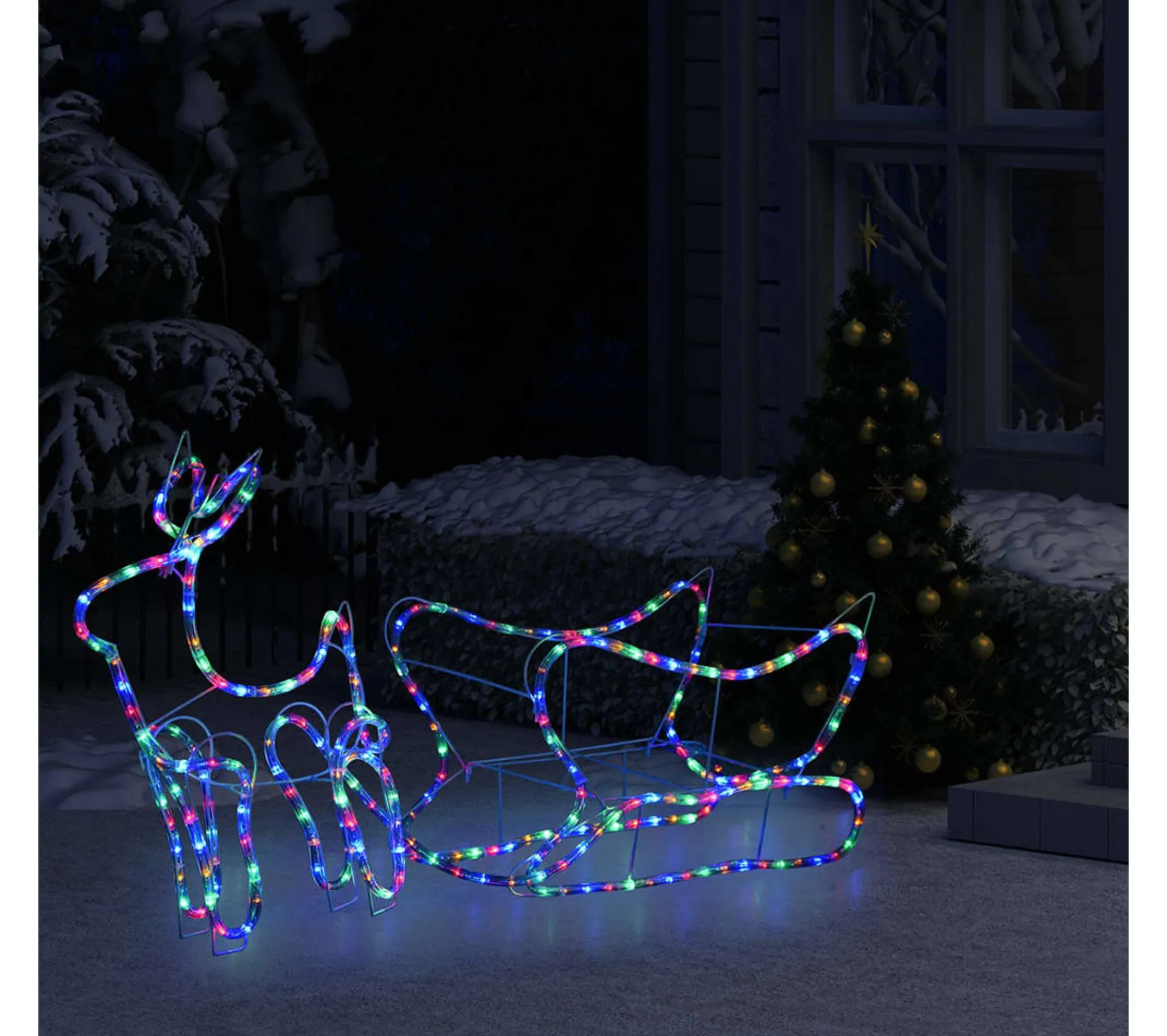 Online * Décoration De Noël D'Exterieur Renne Et Traineau 252 Led