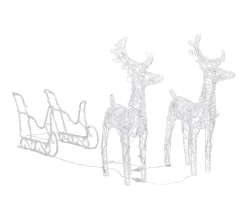 Best Sale * Décoration De Noël Rennes Et Traineau 160 Led 130 Cm Acrylique