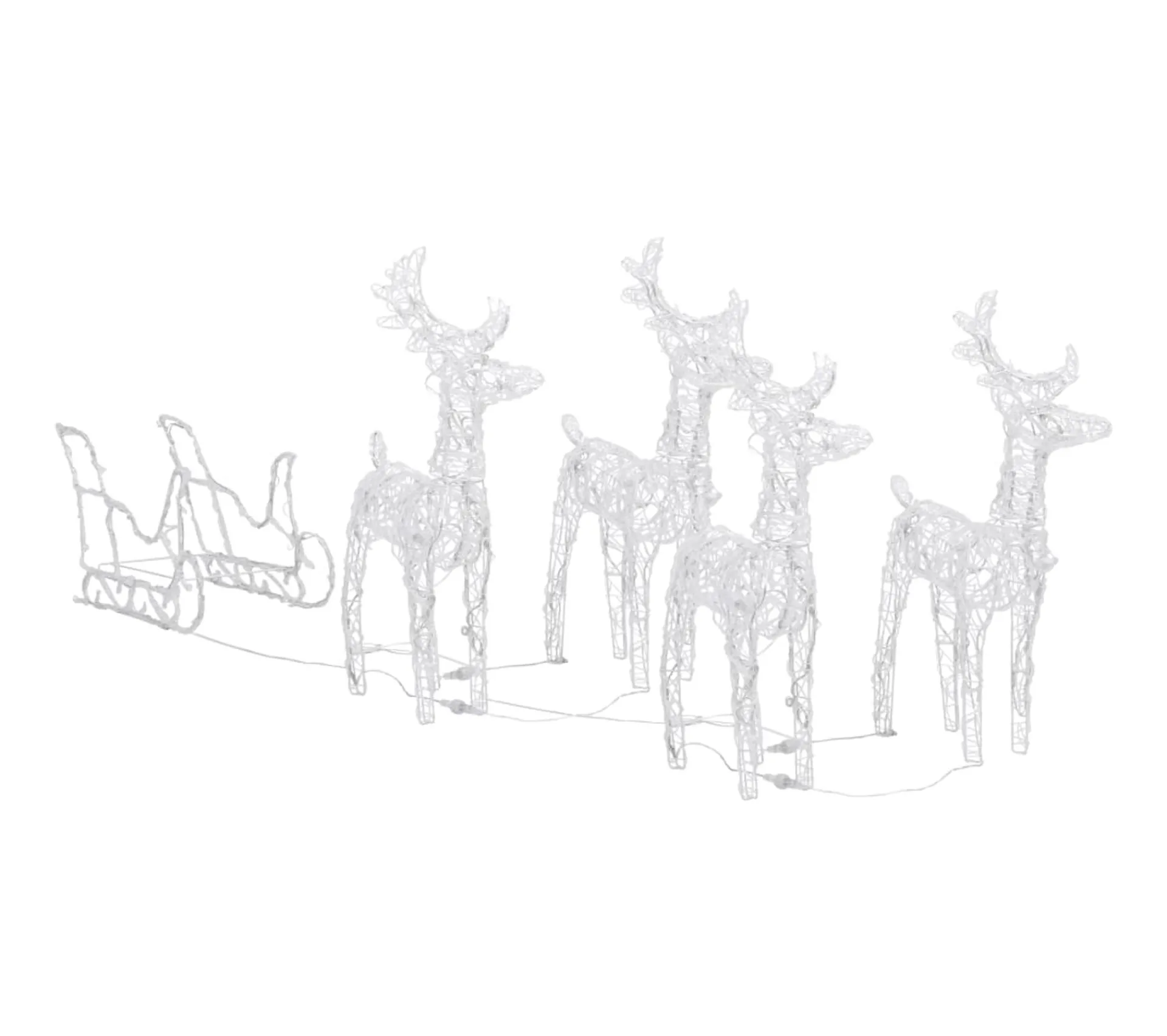 Best Sale * Décoration De Noël Rennes Et Traineau 240 Led Acrylique