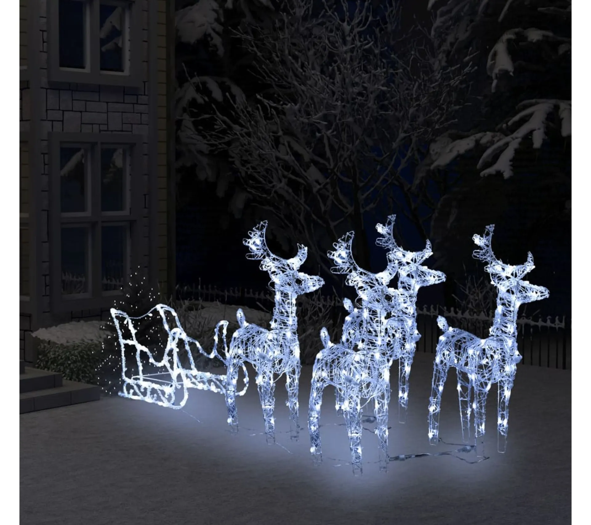 Best Sale * Décoration De Noël Rennes Et Traineau 240 Led Acrylique