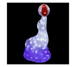 Best Sale * Décoration Lumineuse "Otarie Ballon" 33Cm Blanc Et Bleu