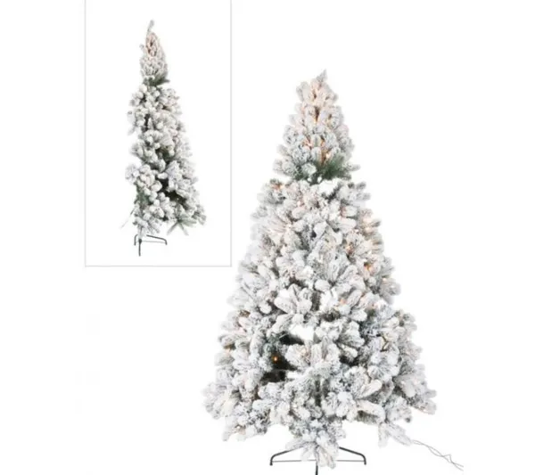 * Sapin Et Accessoire^Demi Sapin De Noël Led "Enneige" 225Cm Vert Et Blanc