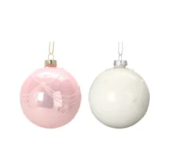 DOUCEUR D'INTERIEUR Guirlande Et Boule De Sapin^Douceur D'Interieur 2 Boules Blanche Et Rose De Noël