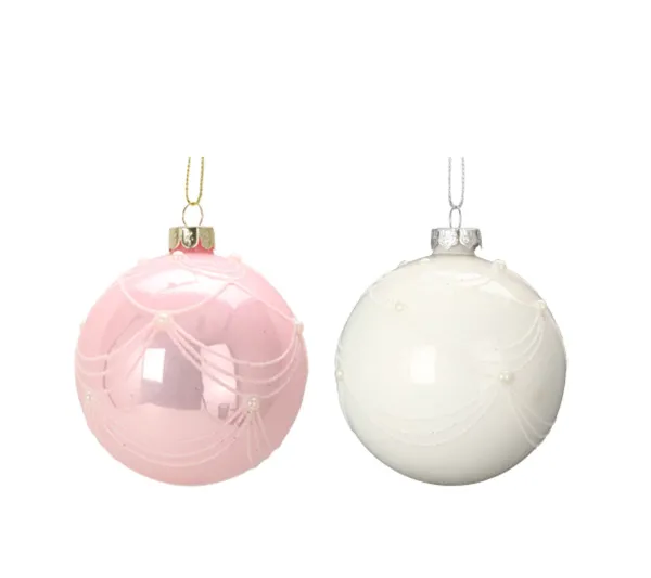 DOUCEUR D'INTERIEUR Guirlande Et Boule De Sapin^Douceur D'Interieur 2 Boules Blanche Et Rose De Noël
