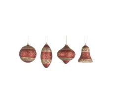 DOUCEUR D'INTERIEUR Guirlande Et Boule De Sapin^Douceur D'Interieur Lot De 4 Boules De Noël Rouge Pailettes