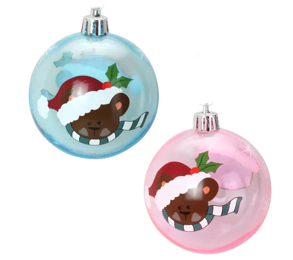 DOUCEUR D'INTERIEUR Guirlande Et Boule De Sapin^Douceur D'Interieur Set De 4 Boules Bleu Et Rose Ourson De Noël