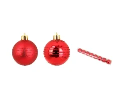 DOUCEUR D'INTERIEUR Guirlande Et Boule De Sapin^Douceur D'Interieur Set De 8 Boules De Noël Décor Rayures Rouge