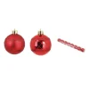 DOUCEUR D'INTERIEUR Guirlande Et Boule De Sapin^Douceur D'Interieur Set De 8 Boules Décor Carreaux De Noël Rouge