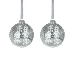 DOUCEUR D'INTERIEUR Guirlande Et Boule De Sapin^Douceur D'Interieur Set De Deux Boules De Noël Sapin Argente