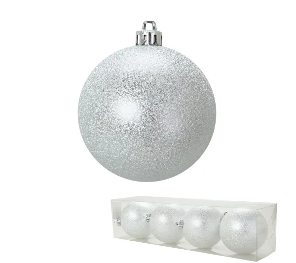 DOUCEUR D'INTERIEUR Guirlande Et Boule De Sapin^Douceur D'Interieur Set De 4 Boules Argent 8 Cm