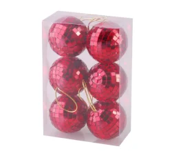DOUCEUR D'INTERIEUR Guirlande Et Boule De Sapin^Douceur D'Interieur Set De 6 Boules Miroir Rouge 6 Cm