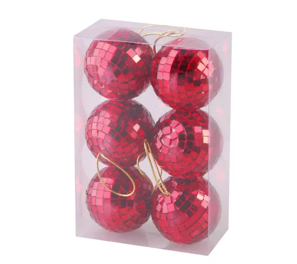 DOUCEUR D'INTERIEUR Guirlande Et Boule De Sapin^Douceur D'Interieur Set De 6 Boules Miroir Rouge 6 Cm