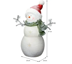 New ECD GERMANY Bonhomme De Neige Figurine 12 Led Décoration D'Hiver A Led Blanc Chaud 57 Cm