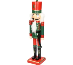Fashion ECD GERMANY Casse-Noisette Soldat En Bois Décoration De Noël Traditionnel Chapeau Rouge 38Cm
