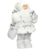 Flash Sale ECD GERMANY Décoration Pere Noël Figurine Statue Poupee De Collection Santa Claus Blanc 37Cm