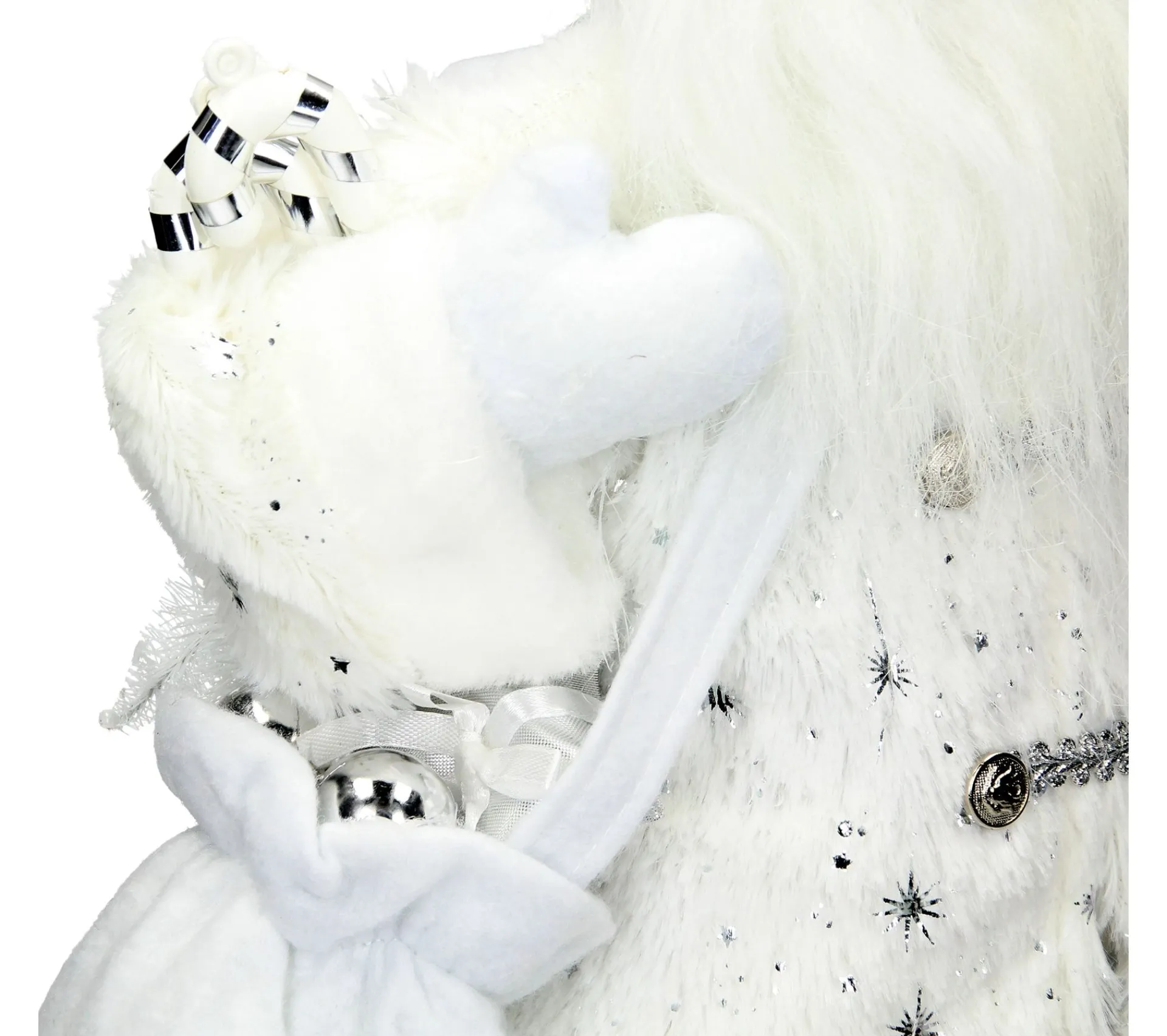 Flash Sale ECD GERMANY Décoration Pere Noël Figurine Statue Poupee De Collection Santa Claus Blanc 37Cm