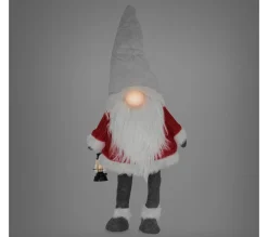 Discount ECD GERMANY Gnome De Noël Ornement Poupee Lanterne Led A Piles Figurine D'Elfe Rouge 80 Cm