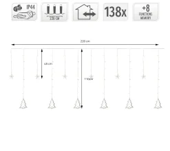 Flash Sale ECD GERMANY Rideau Lumineux Avec Etoile 138 Leds Blanc Chaud Décoration De Noël 8 Fonctions