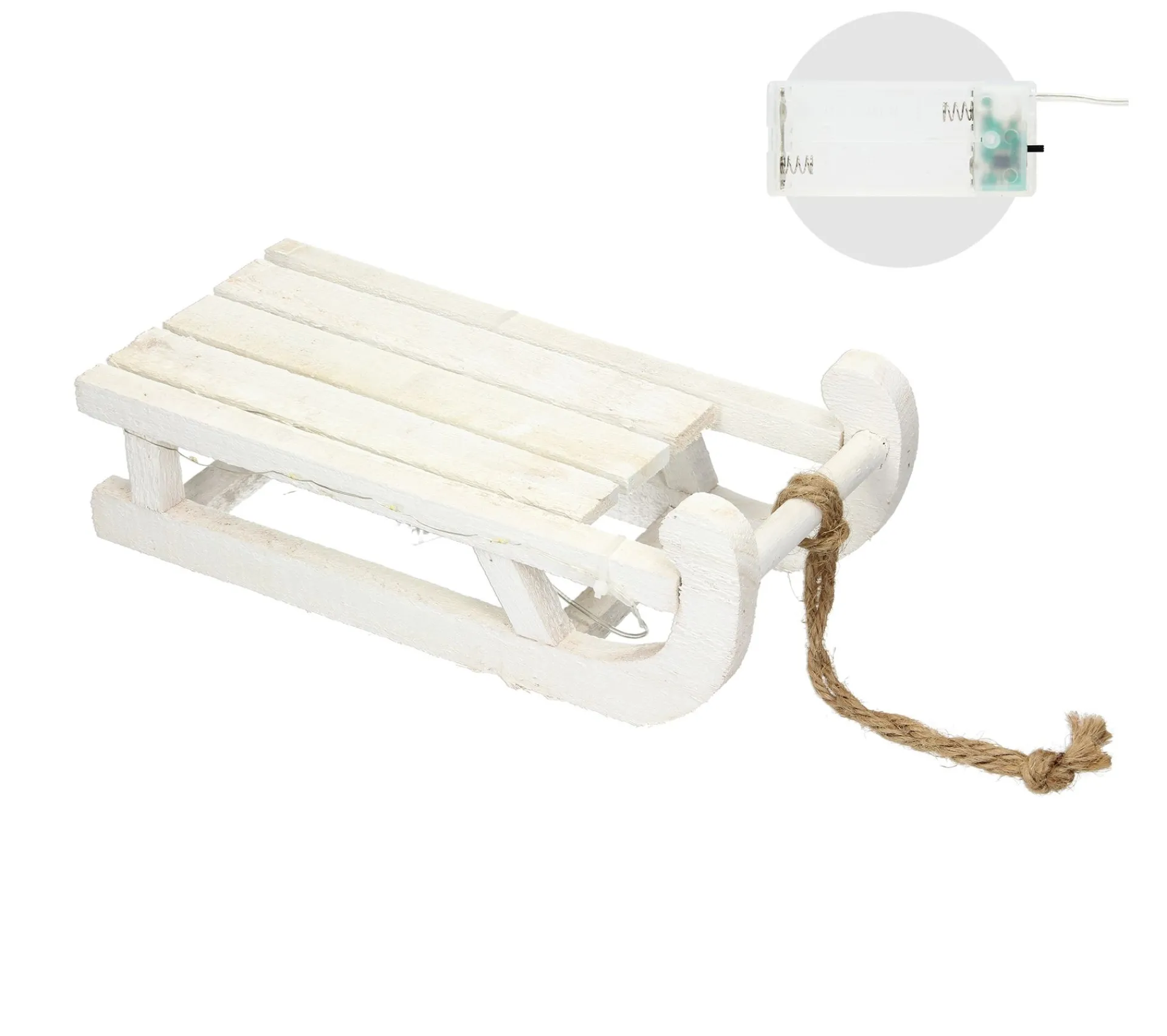 Sale ECD GERMANY Traineau Décoratif Avec Guirlande 25 Led Décoration De Noël Bois Blanc 31,5 Cm