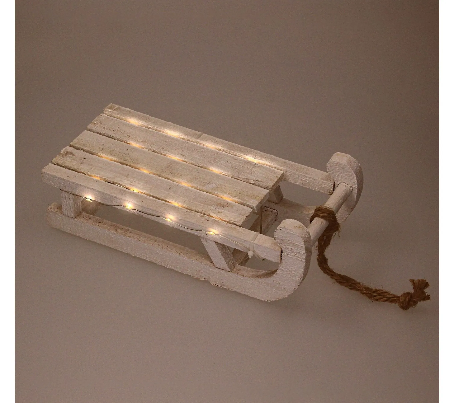 Sale ECD GERMANY Traineau Décoratif Avec Guirlande 25 Led Décoration De Noël Bois Blanc 31,5 Cm