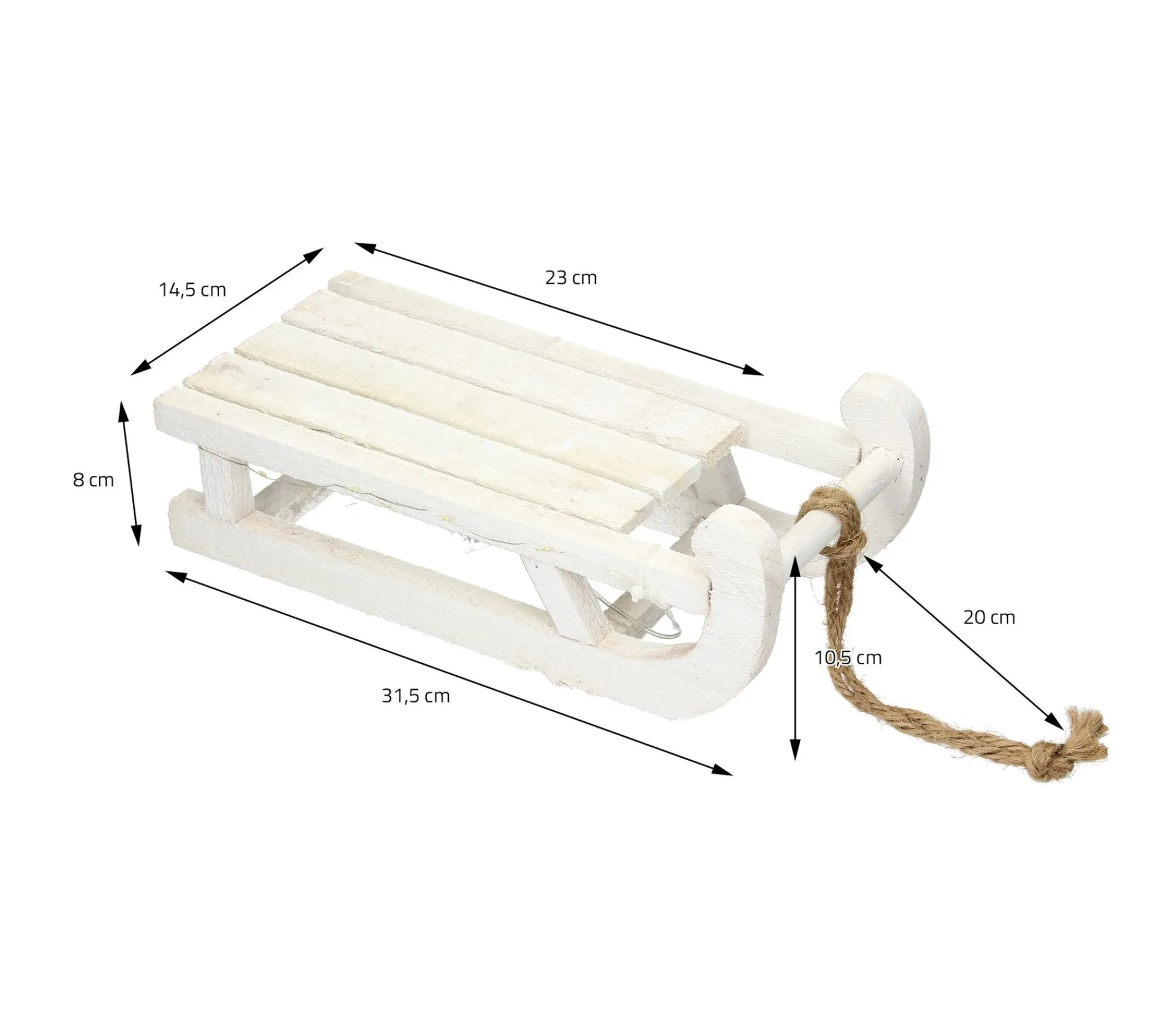 Sale ECD GERMANY Traineau Décoratif Avec Guirlande 25 Led Décoration De Noël Bois Blanc 31,5 Cm