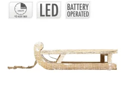 Online ECD GERMANY Traineau Décoratif Avec 25 Led Décoration De Noël En Bois Naturel Marron 31,5 Cm