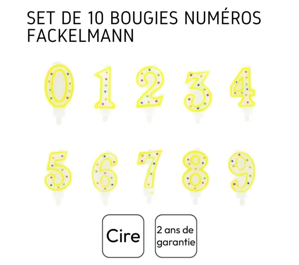 FACKELMANN Anniversaire Et Autres Fêtes^ Ensemble De 10 Bougies Anniversaire Du 0 Au 9 Rio Party