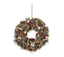 Hot FEERIC LIGHTS AND CHRISTMAS Couronne De Noël Avec Pommes De Pin Et Autres Déco D 34 Cm