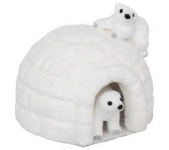 Fashion FEERIC LIGHTS AND CHRISTMAS Déco De Noël Igloo Blanc Paillete Avec Oursons D 20 X H 15 Cm