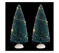 Sale FEERIC LIGHTS AND CHRISTMAS Accessoire Lumineux Pour Village De Noël Lot De 2 Sapins Vert Lumineux Led Blanc Chaud