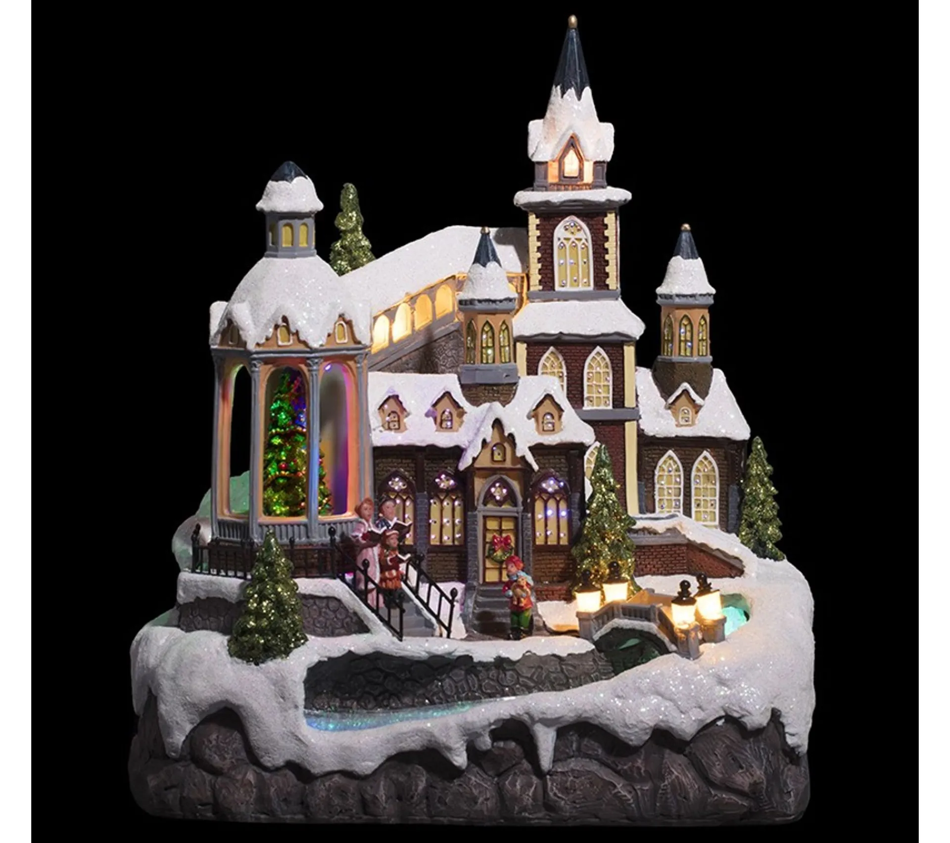Online FEERIC LIGHTS AND CHRISTMAS Eglise De Noël Avec Riviere Animee Et Lumineuse - Multicolore