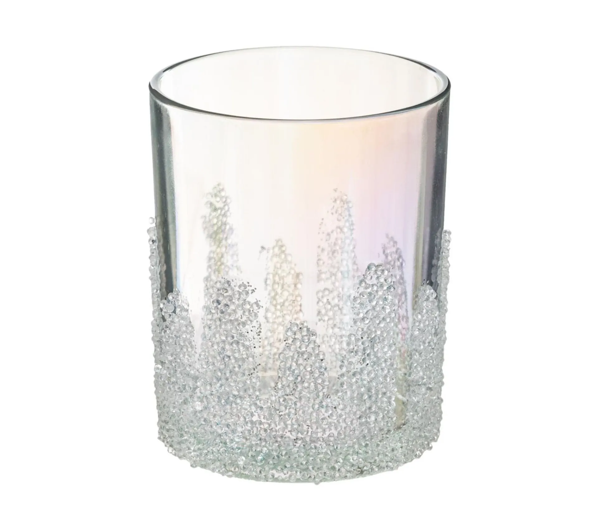 Best Sale FEERIC LIGHTS AND CHRISTMAS Bougeoir Photophore En Verre Irise Et Microbilles D 10 X H 12 Cm
