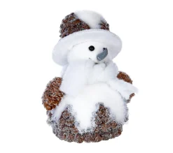 Store FEERIC LIGHTS AND CHRISTMAS Déco De Noël Bonhomme De Neige Chapeau Et Pommes De Pin H 29 Cm