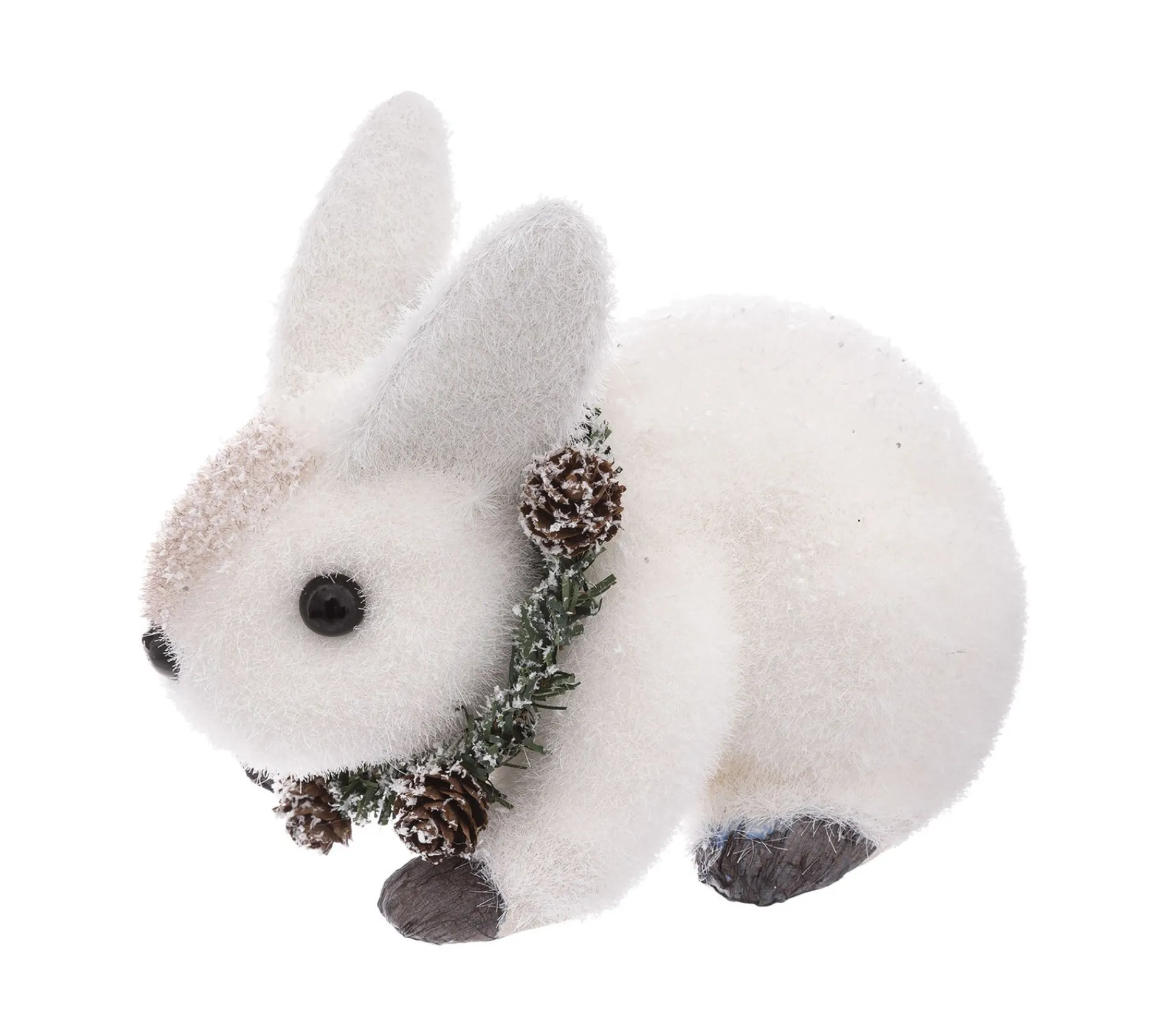 Flash Sale FEERIC LIGHTS AND CHRISTMAS Déco De Noël Lapin Avec Couronne Décoree 14 X 16.8 Cm