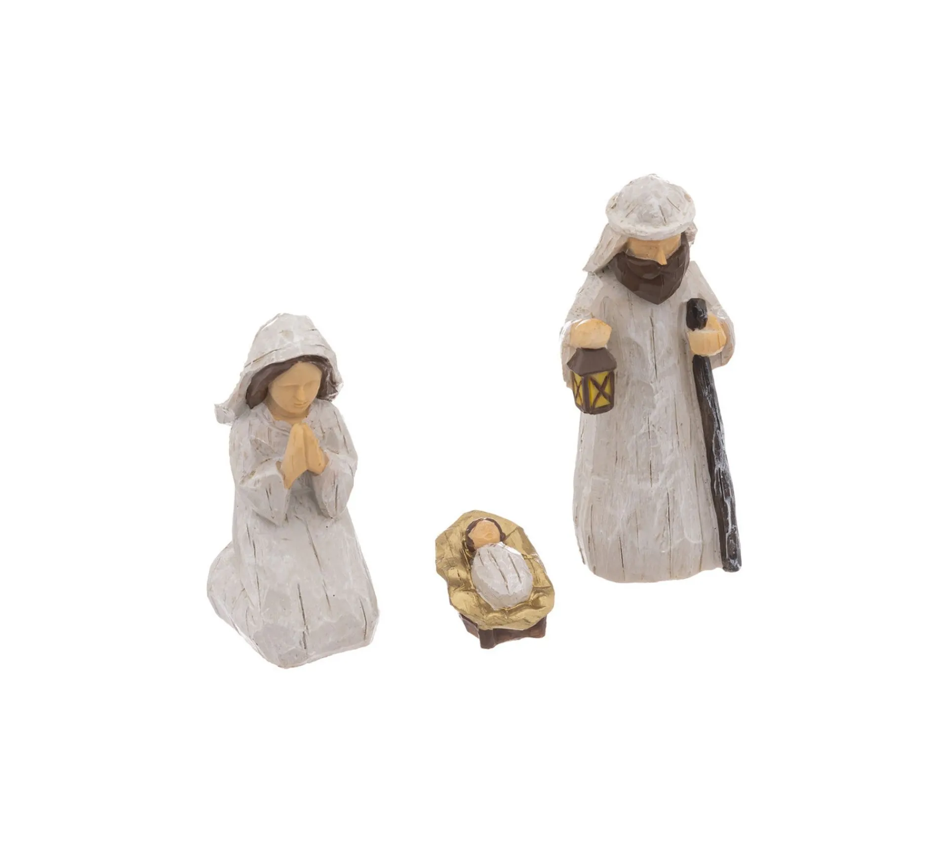 Clearance FEERIC LIGHTS AND CHRISTMAS Creche De Noël Sculptee Avec 3 Santons 20 X 19 Cm