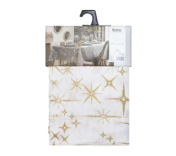 Shop FEERIC LIGHTS AND CHRISTMAS Nappe Canevas Blanche Et Etoiles Dorees Et Pailletees 140 X 360 Cm